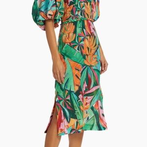 Tropical Print Midi Dress